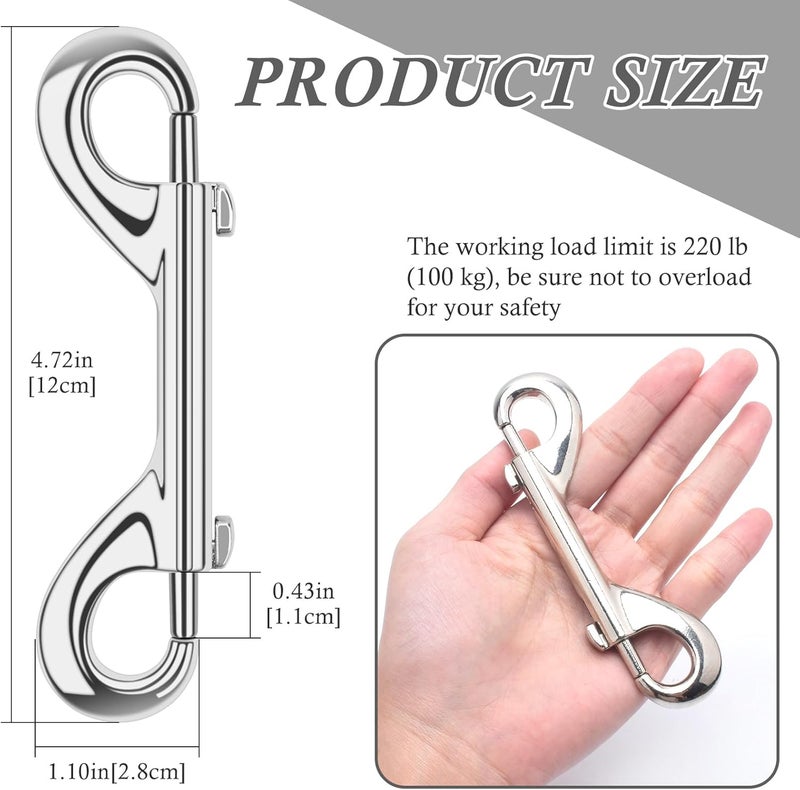ERKOON Extra Large 4.7 inch Double Ended Bolt Snaps Hooks 220lbs Load Capacity Zinc Alloy Buckles for Cats Dogs Horses Heavy Duty Trigger Snap for Water Bucket/Horse Feed/Hammocks/Key Chain (5 Pack) - Image 2